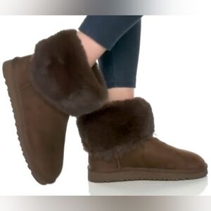 UNIONBAY Lou Lou Boots Ankle Boot Faux Suede Ugg Uggs Slippers  Size 8.5 Mocha